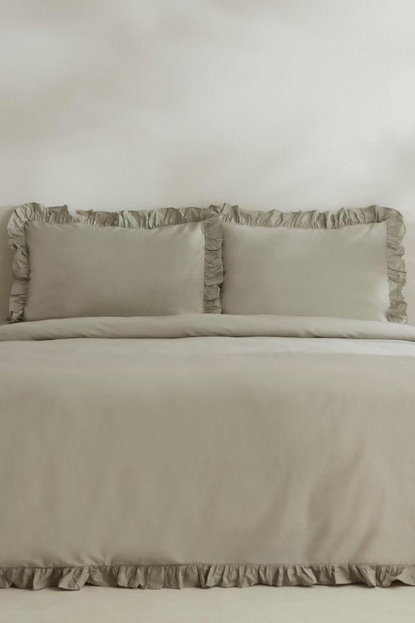 Karaca Home Pure Ruffle %100 Pamuk Tek Kişilik Nevresim Takımı Adaçayı - Image 1
