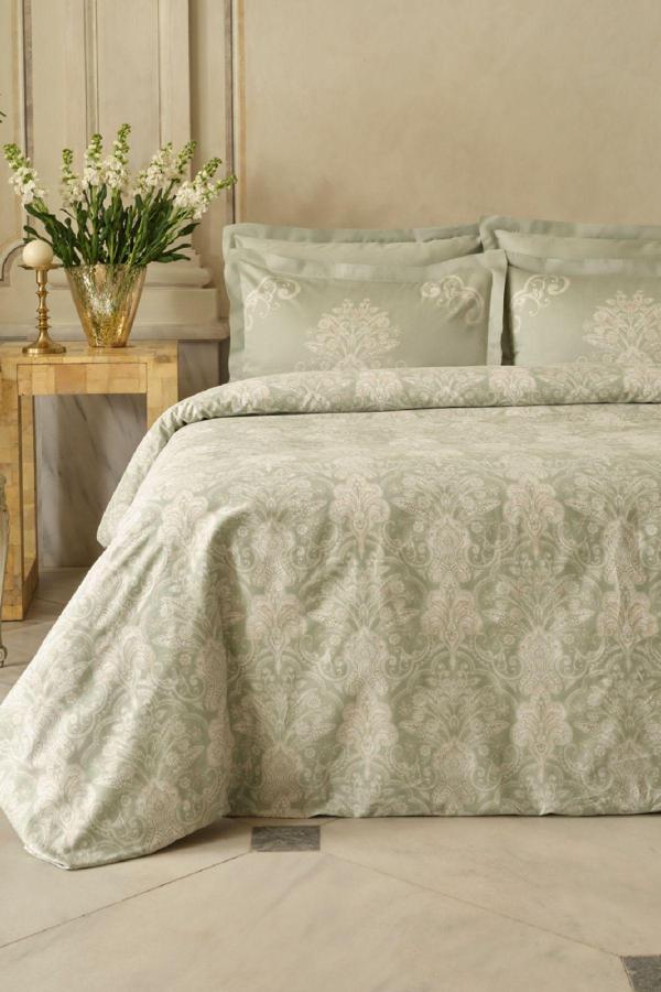 Karaca Home Holly 80 Tel %100 Pamuk Saten Çift Kişilik Nevresim Takımı Mint - Image 1