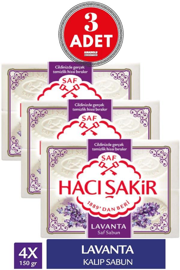 Hacı Şakir Lavanta Beyaz Kalıp Sabun 4X150G 3 ADET - Image 1