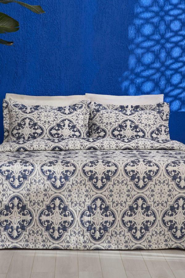 Karaca Home Bluva Çift Kişilik Yatak Örtüsü Takımı Mavi - Image 1