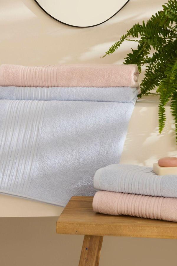 Karaca Home Line Soft %100 Pamuk 4 Parça Hamam Seti Pudra-Mavi - Image 1