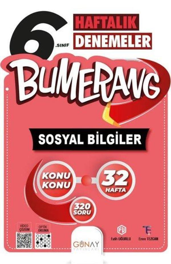 6. Sınıf Bumerang 32 Haftalık Sosyal Bilgiler Denemeleri - Günay Yayıncılık - Image 1