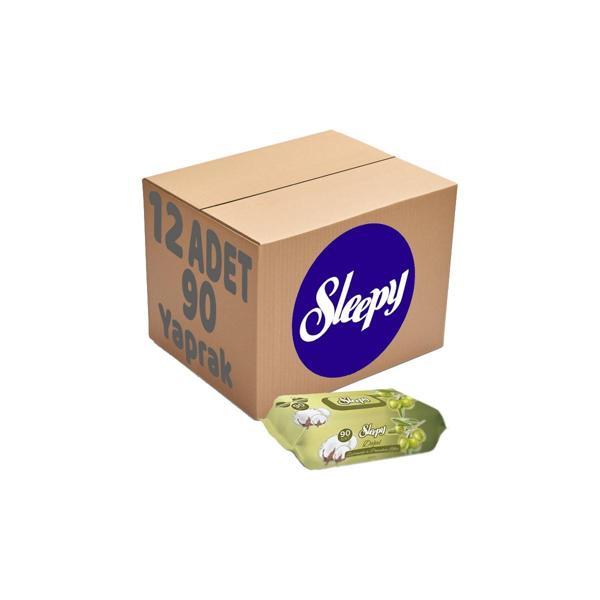 Sleepy Islak Havlu Mendil 90 Yaprak Pamuk & ZeytinYağlı 12 Li  - Image 1
