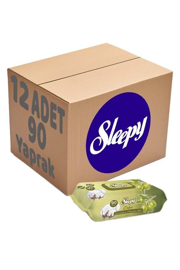 Sleepy Islak Havlu Mendil 90 Yaprak Pamuk&zeytin Yağlı 12 Li Set - Image 1