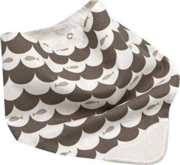 Babyjem Diş Kaşıyıcılı Poplin Fular Önlük Kahve Balıklı - Image 1