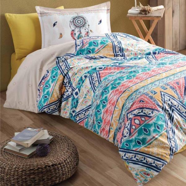Clasy Genç Ranforce Tek Kişilik Nevresim Takımı Boho v1 Bej - Image 1