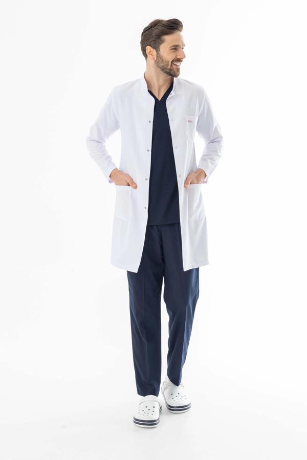 Hakim Yaka Erkek Doktor Önlüğü Alpaka Kumaş Uzun Boy (BEO103) - Image 1