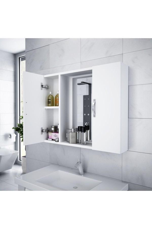 Alesta Life Beyaz Aynalı Banyo Dolabı 65x75x14 cm - Image 1