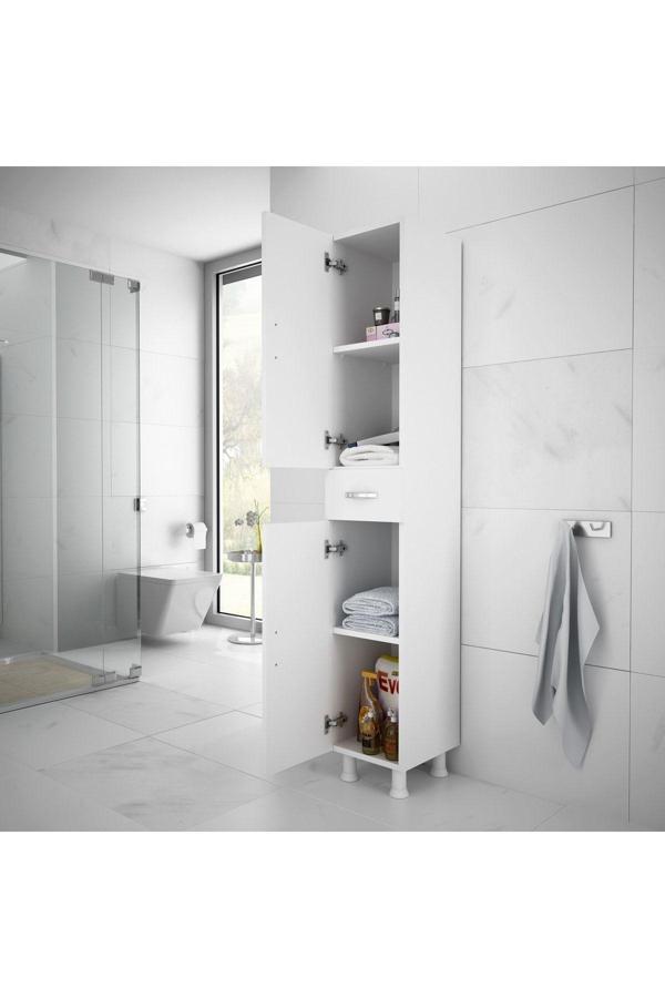 Alesta Life 2 Kapaklı Çekmeceli Mutfak Dolabı Banyo Dolabı Çok Amaçlı Dolap Beyaz 30x34x175 cm - Image 1