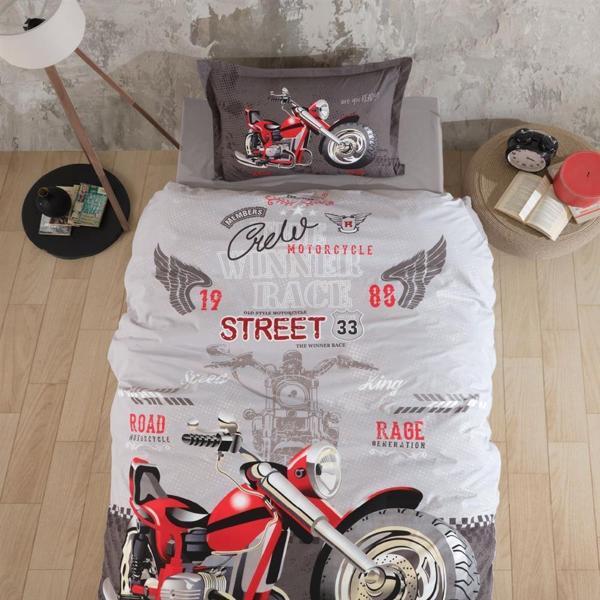 Clasy Ranforce Nevresim Takımı Tek Kişilik Street King v1 Gri - Image 1