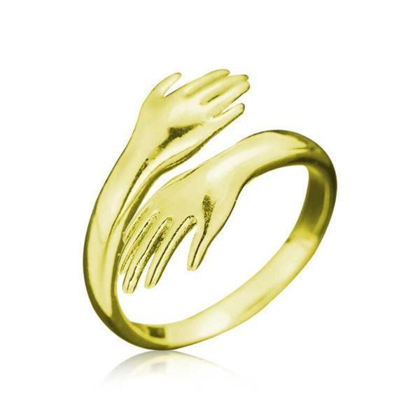 Gümüş Gold Sarılan Eller Yüzük SL3317 - Image 1