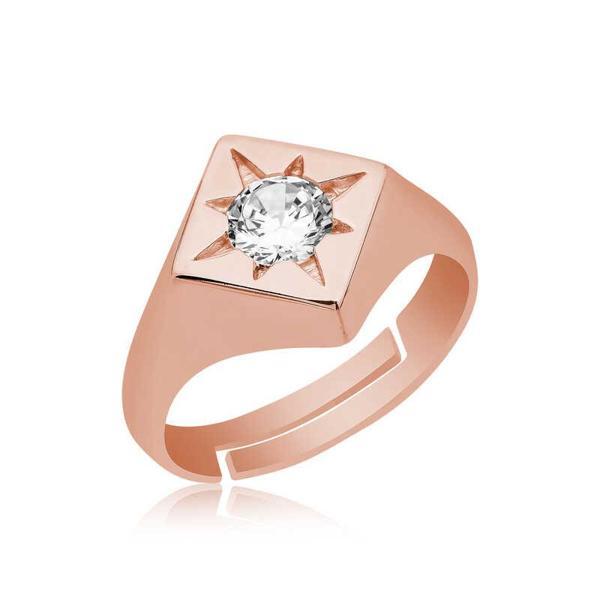 ​Gümüş Ayarlanabilir Rose Kutup Yıldızı Şovalye Yüzük SL3722 - Image 1