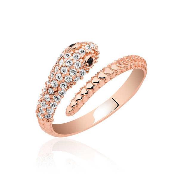 Gümüş Rose Yılan Yüzük SL3727 - Image 1