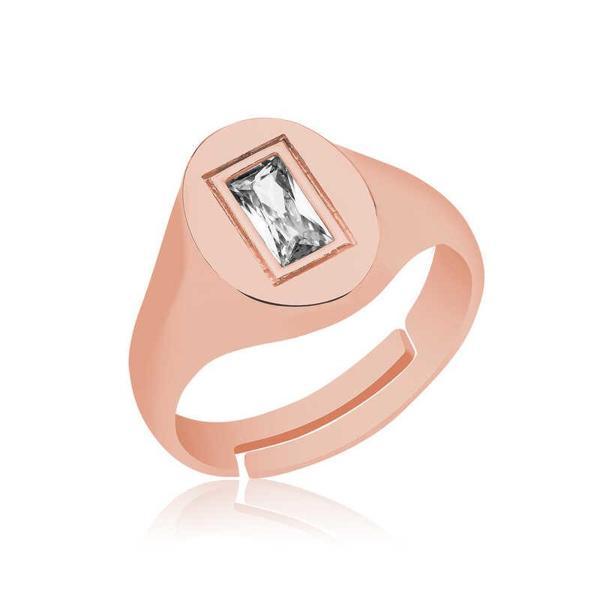 ​Gümüş Ayarlanabilir Rose Baget Taşlı Şovalye Yüzük SL3748 - Image 1