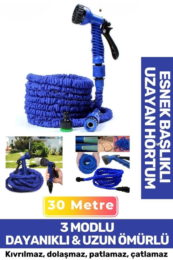 Premium Dolaşmaz Kırılmaz 7 Kademe Uzayan Bahçe Sulama Araç Yıkama Tabancalı 30 Metre Sihirli Hortum - Image 1