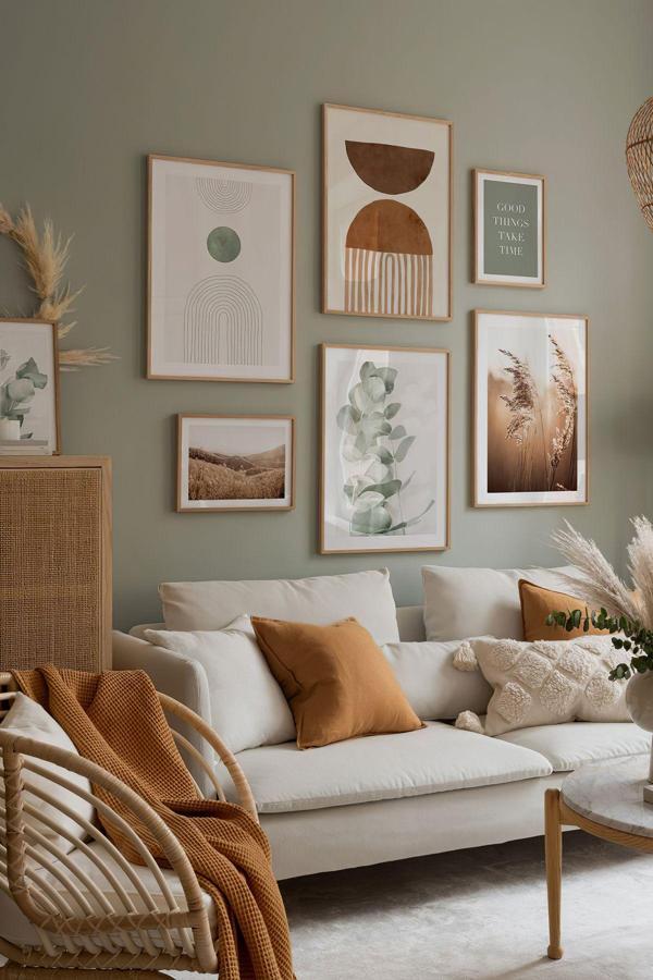 Artavessa 7 Parça Ahşap Çerçeve Görünümlü Mdf Tablo Seti - Image 1