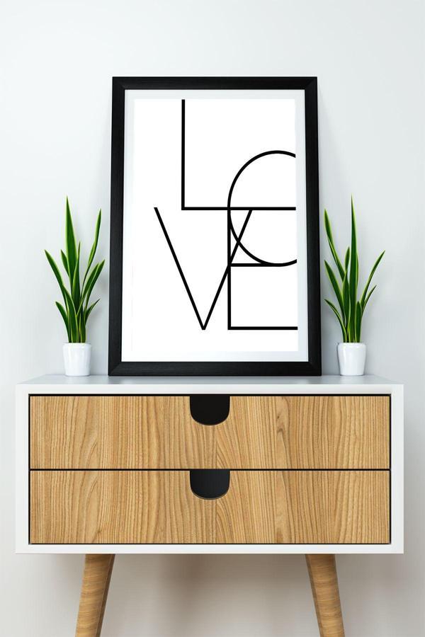 Artavessa Tek Parça Çerçeve Görünümlü Yazılı Mdf Tablo "Love" - Image 1