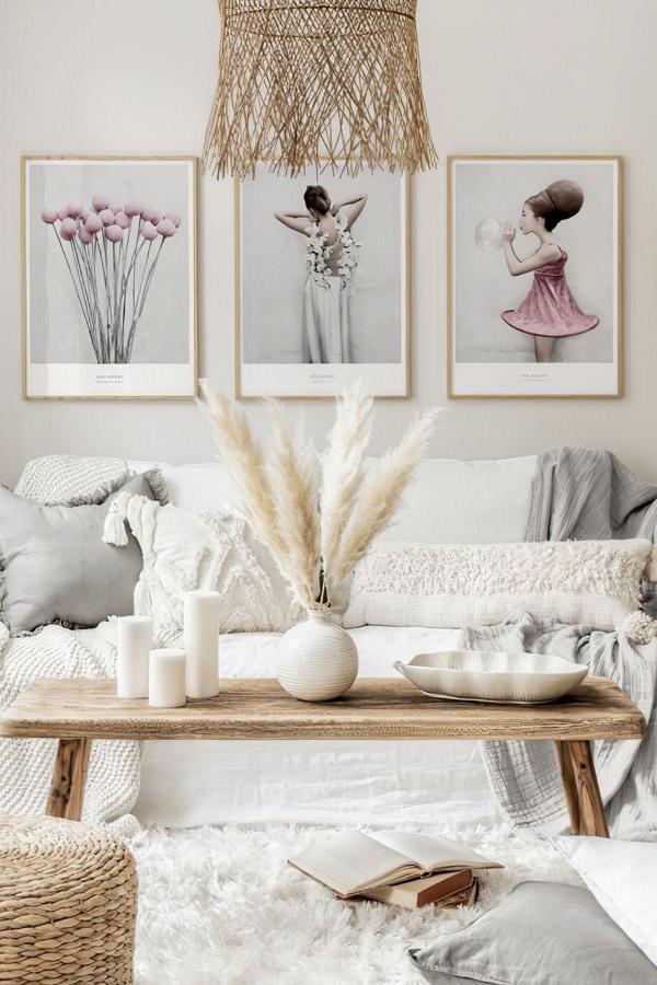 Artavessa 3 Parça Ahşap Çerçeve Görünümlü Mdf Tablo Seti - Image 1
