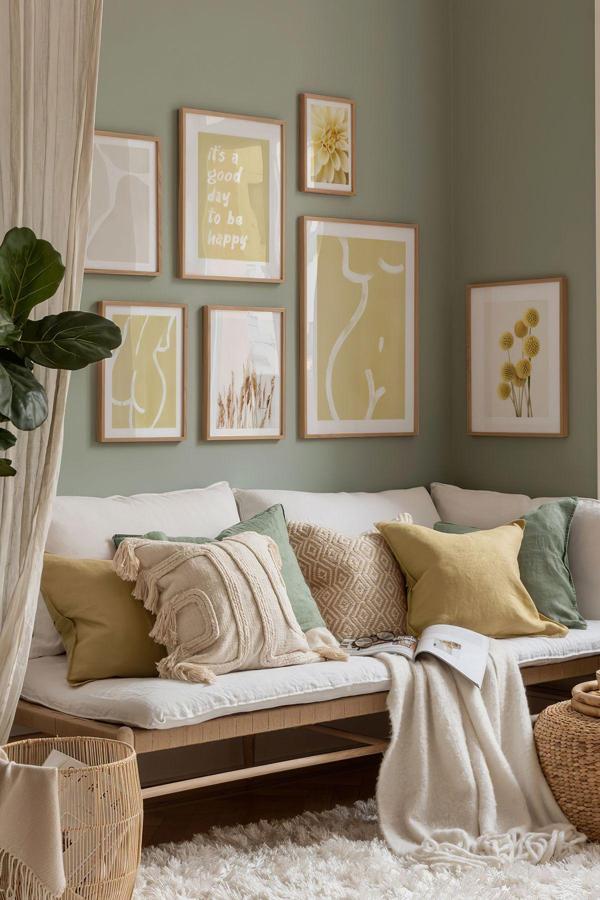 Artavessa 7 Parça Ahşap Çerçeve Görünümlü Mdf Tablo Seti - Image 1
