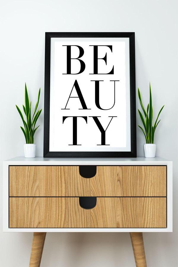 Artavessa Tek Parça Çerçeve Görünümlü Yazılı Mdf Tablo "Beauty" - Image 1