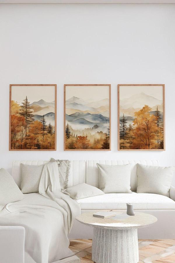 Artavessa Gerçek Ahşap Çerçeveli 3 Parça 3D Poster Tablo Seti - Ersy3Set4 - Image 1