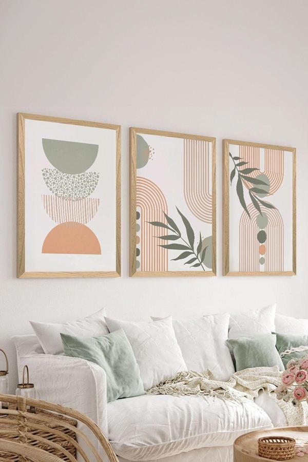 Artavessa 3 Parça Ahşap Çerçeve Görünümlü Mdf Tablo Seti - Ersycrvsz3Set24 - Image 1