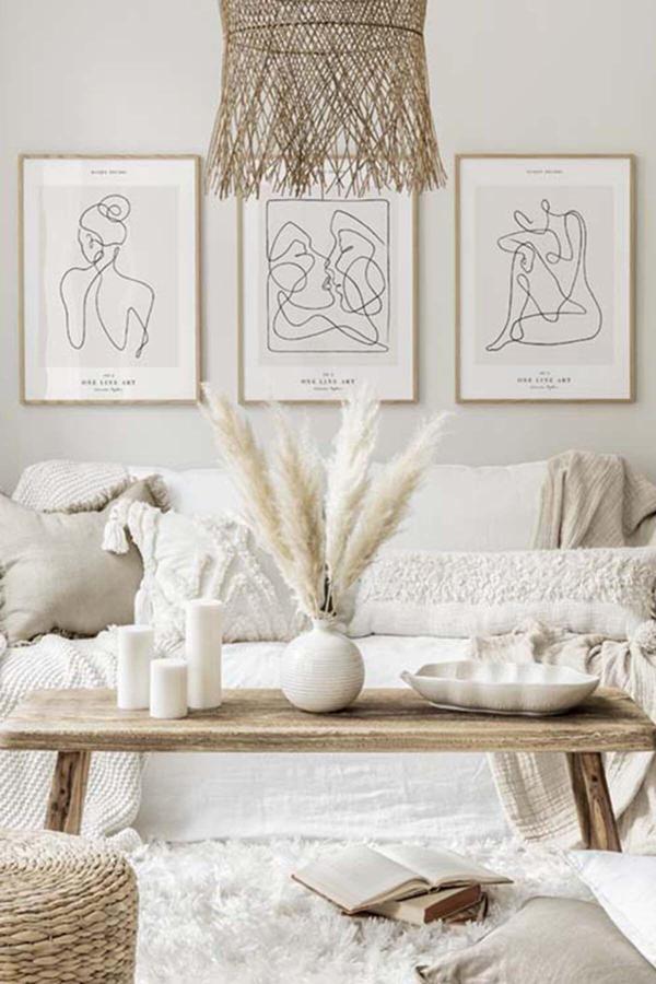 Artavessa 3 Parça Ahşap Çerçeve Görünümlü Mdf Tablo Seti - Image 1