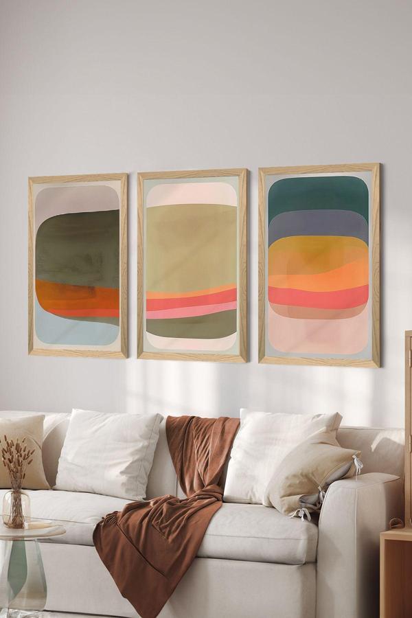 Artavessa 3 Parça Ahşap Çerçeve Görünümlü Mdf Tablo Seti - Ersycrvsz3Set1 - Image 1