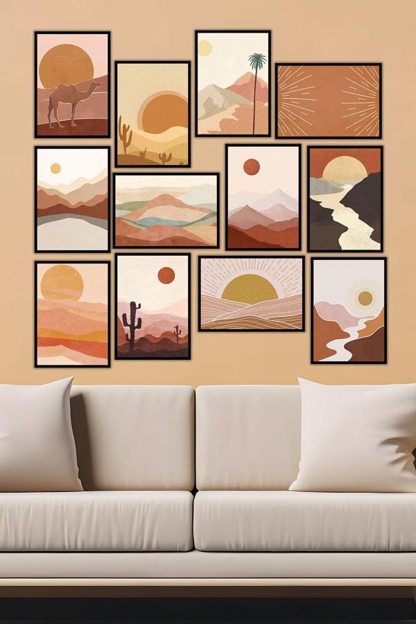 Artavessa 12 Parça Siyah Çerçeve Görünümlü Mdf Tablo Seti - Image 1