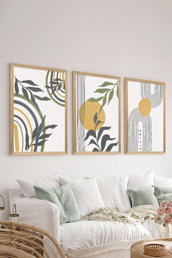 Artavessa 3 Parça Ahşap Çerçeve Görünümlü Mdf Tablo Seti - Ersycrvsz3Set20 - Image 1
