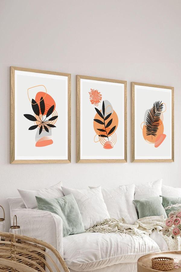 Artavessa 3 Parça Ahşap Çerçeve Görünümlü Mdf Poster Tablo Seti - Set 115 - Image 1
