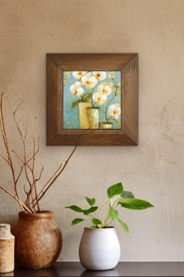 Artavessa Masif Ahşap Çerçeveli Taş Tablo Pano 15,5 X 15,5 Cm - Image 1