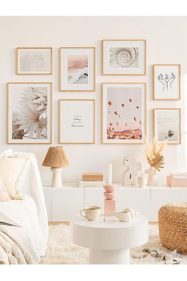 Artavessa 8 Parça Ahşap Çerçeve Görünümlü Mdf Tablo Seti - Image 1