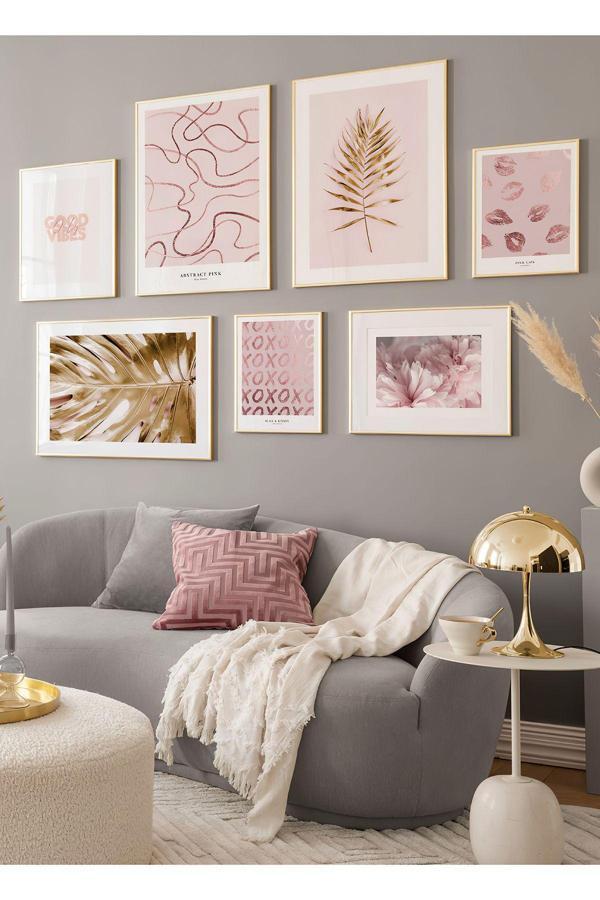 Artavessa 7 Parça Ahşap Çerçeve Görünümlü Mdf Tablo Seti - Image 1