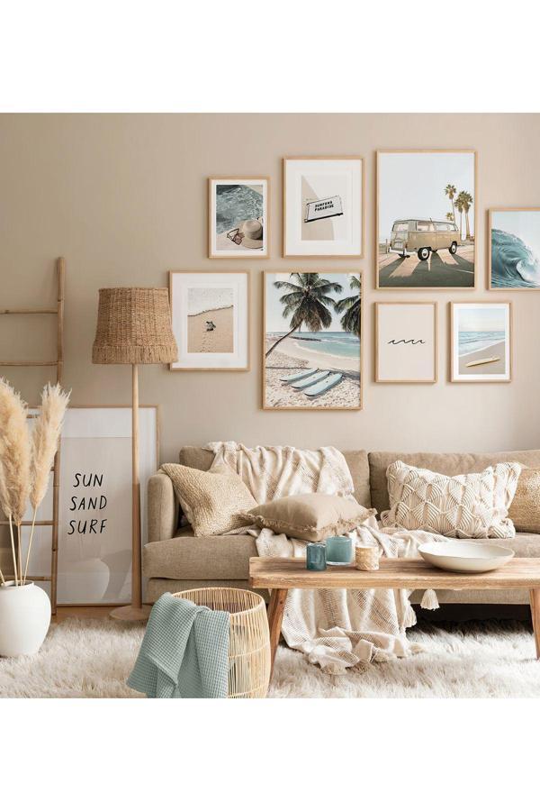 Artavessa 9 Parça Ahşap Çerçeve Görünümlü Mdf Tablo Seti - Image 1