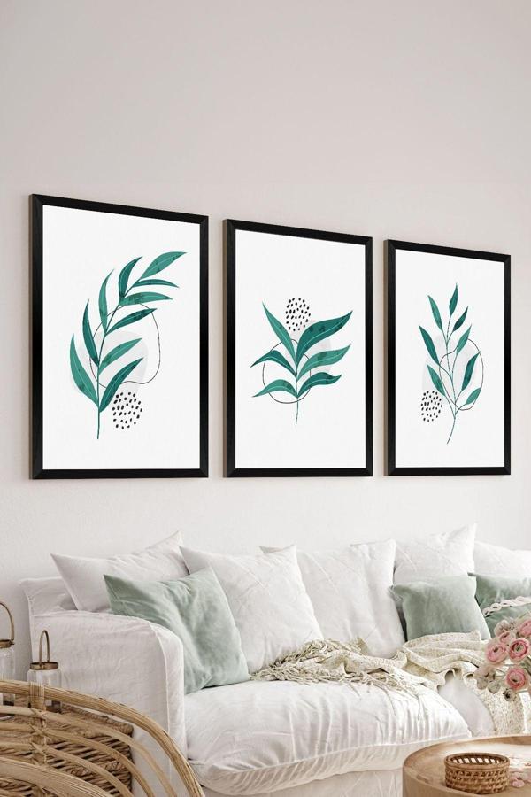 Artavessa 3 Parça Siyah Çerçeve Görünümlü Mdf Tablo Seti - Set 30 - Image 1