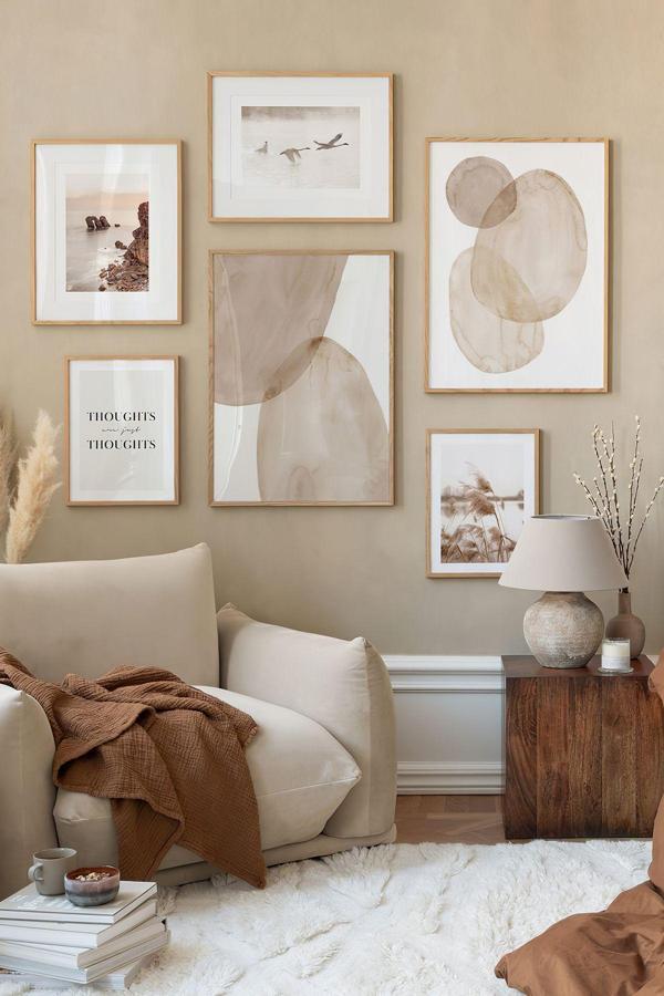 Artavessa 6 Parça Ahşap Çerçeve Görünümlü Mdf Tablo Seti - Image 1