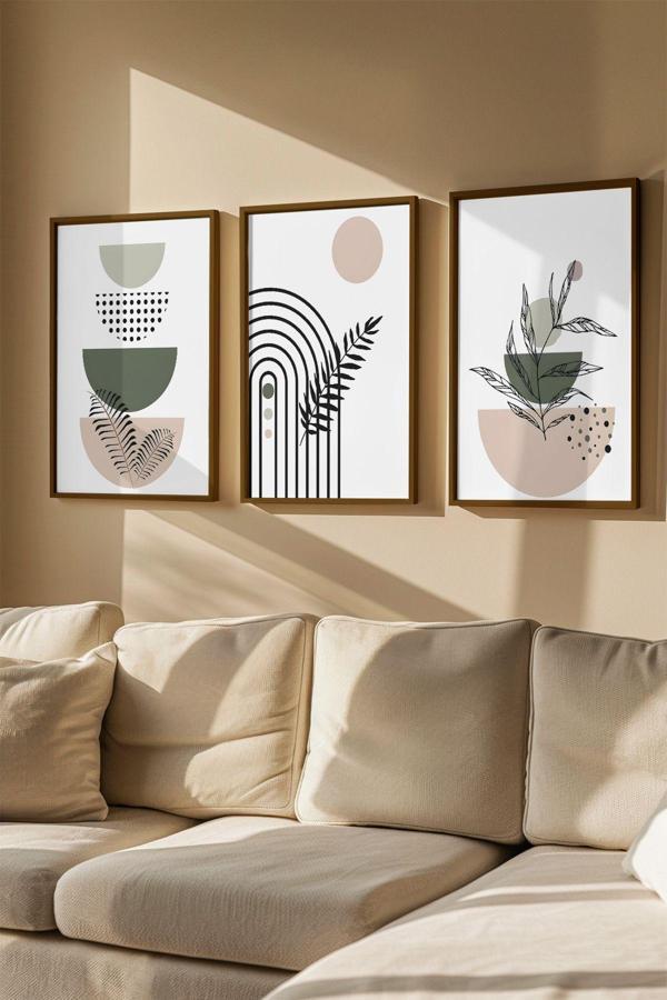 Artavessa 3 Parça Gerçek Ahşap Renkli Çerçeveli Tablo Seti - Model 10 - Image 1