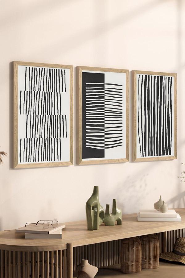 Artavessa 3 Parça Ahşap Çerçeve Görünümlü Mdf Poster Tablo Seti - Set 78 - Image 1