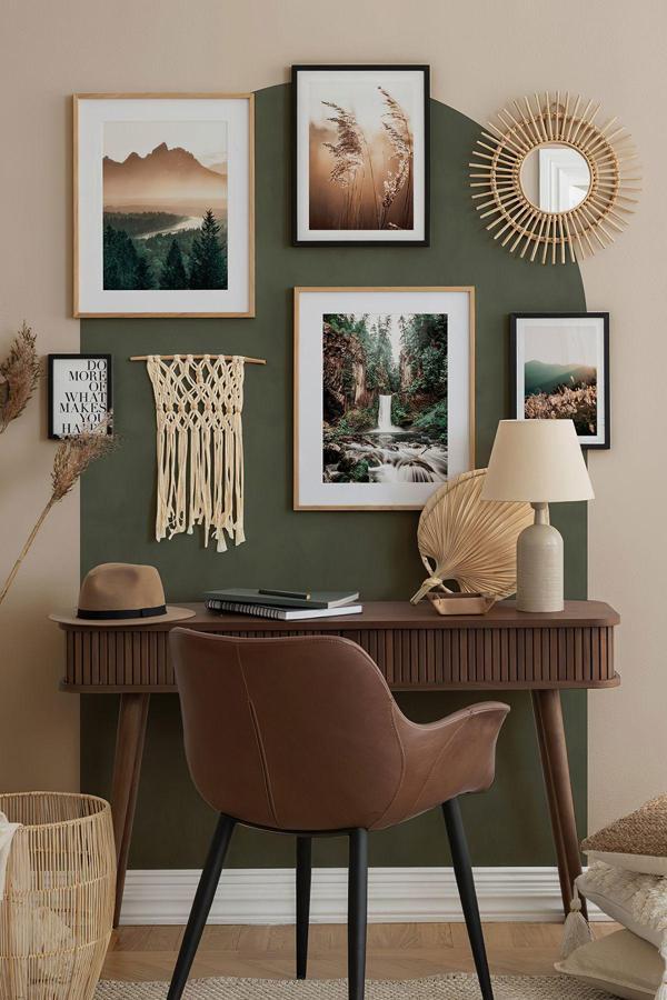 Artavessa 5 Parça Ahşap Çerçeve Görünümlü Mdf Tablo Seti - Image 1
