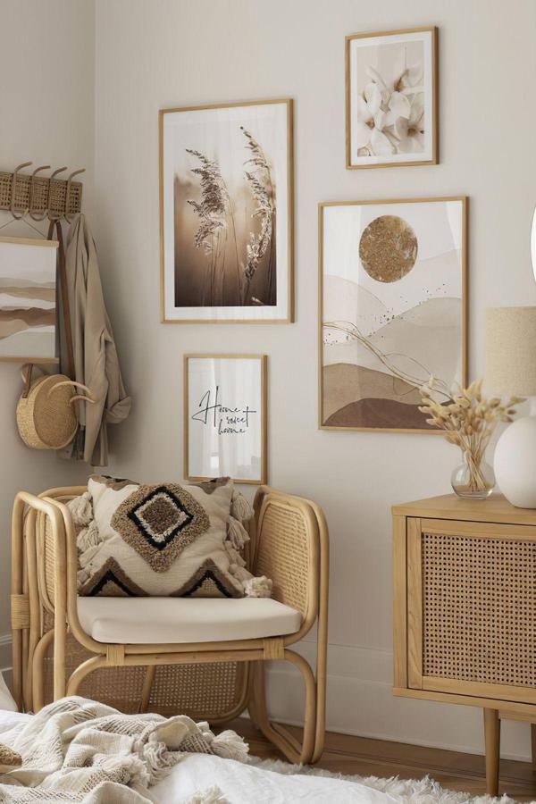 Artavessa 4 Parça Ahşap Çerçeve Görünümlü Mdf Tablo Seti - Image 1