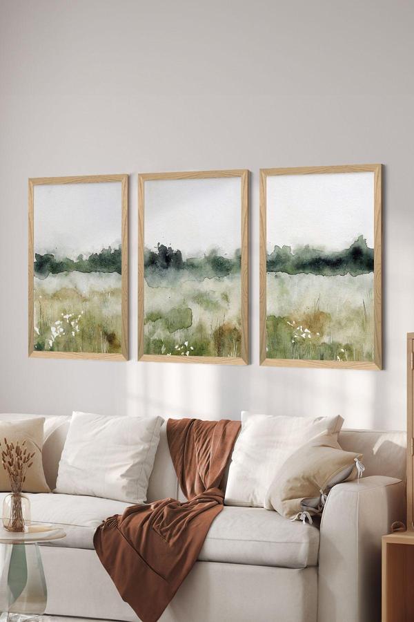Artavessa 3 Parça Ahşap Çerçeve Görünümlü Mdf Tablo Seti - Ersycrvsz3Set5 - Image 1