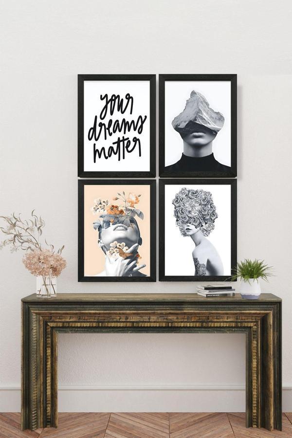 Artavessa 4 Parça Çerçeve Görünümlü Mdf Tablo Seti - Image 1