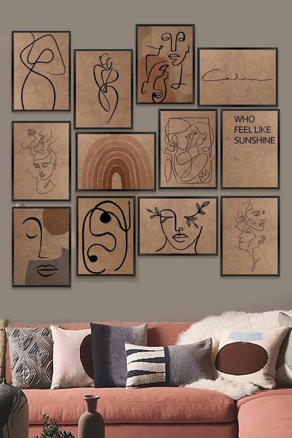 Artavessa 12 Parça Çerçeve Görünümlü Ham Mdf Tablo Seti - Image 1