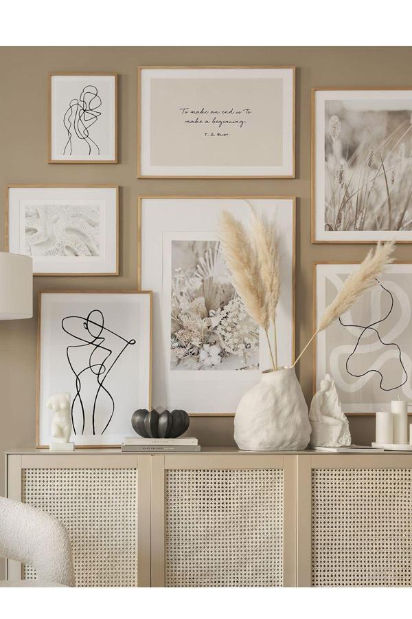 Artavessa 7 Parça Ahşap Çerçeve Görünümlü Mdf Tablo Seti - Image 1