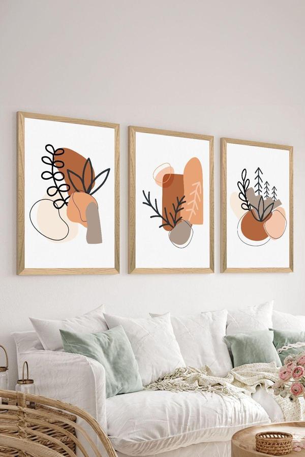 Artavessa 3 Parça Ahşap Çerçeve Görünümlü Mdf Poster Tablo Seti - Set 122 - Image 1