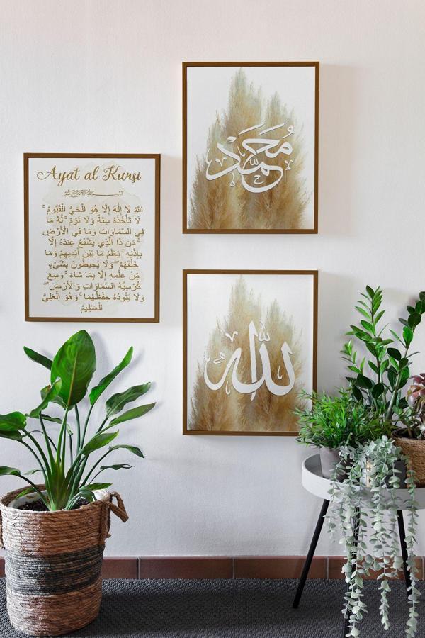 Artavessa 3 Parça Kahverengi Gerçek Ahşap Çerçeveli Tablo Seti - Model 26 - Image 1
