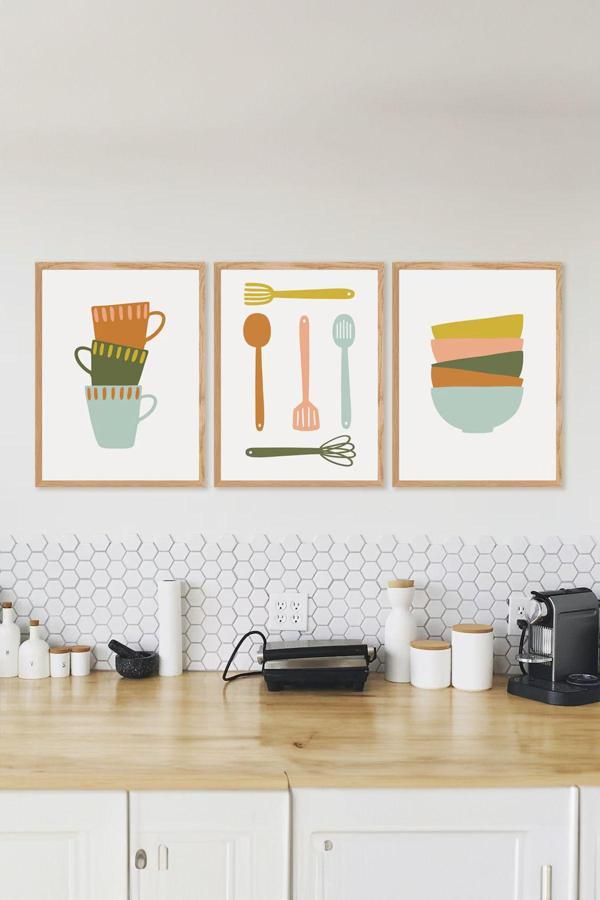 Artavessa 3 Parça Gerçek Ahşap Çerçeveli Tablo Seti - Image 1
