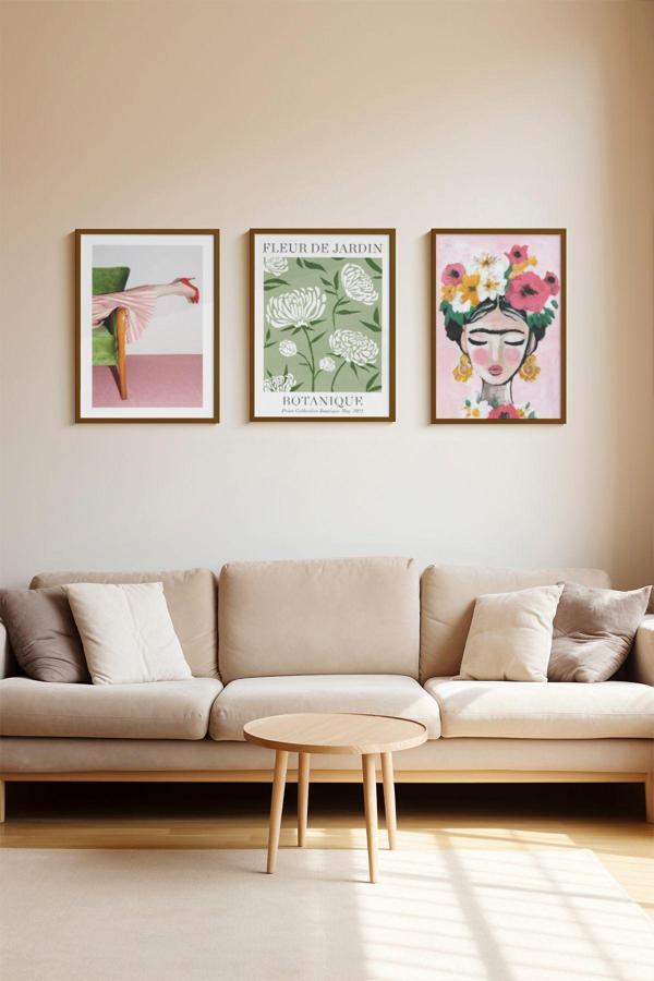 Artavessa 3 Parça Kahverengi Gerçek Ahşap Çerçeveli Tablo Seti - Model 7 - Image 1