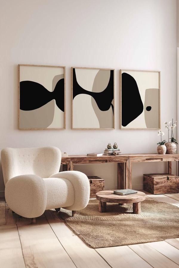 Artavessa 3 Parça Gerçek Ahşap Çerçeveli Tablo Seti - Image 1